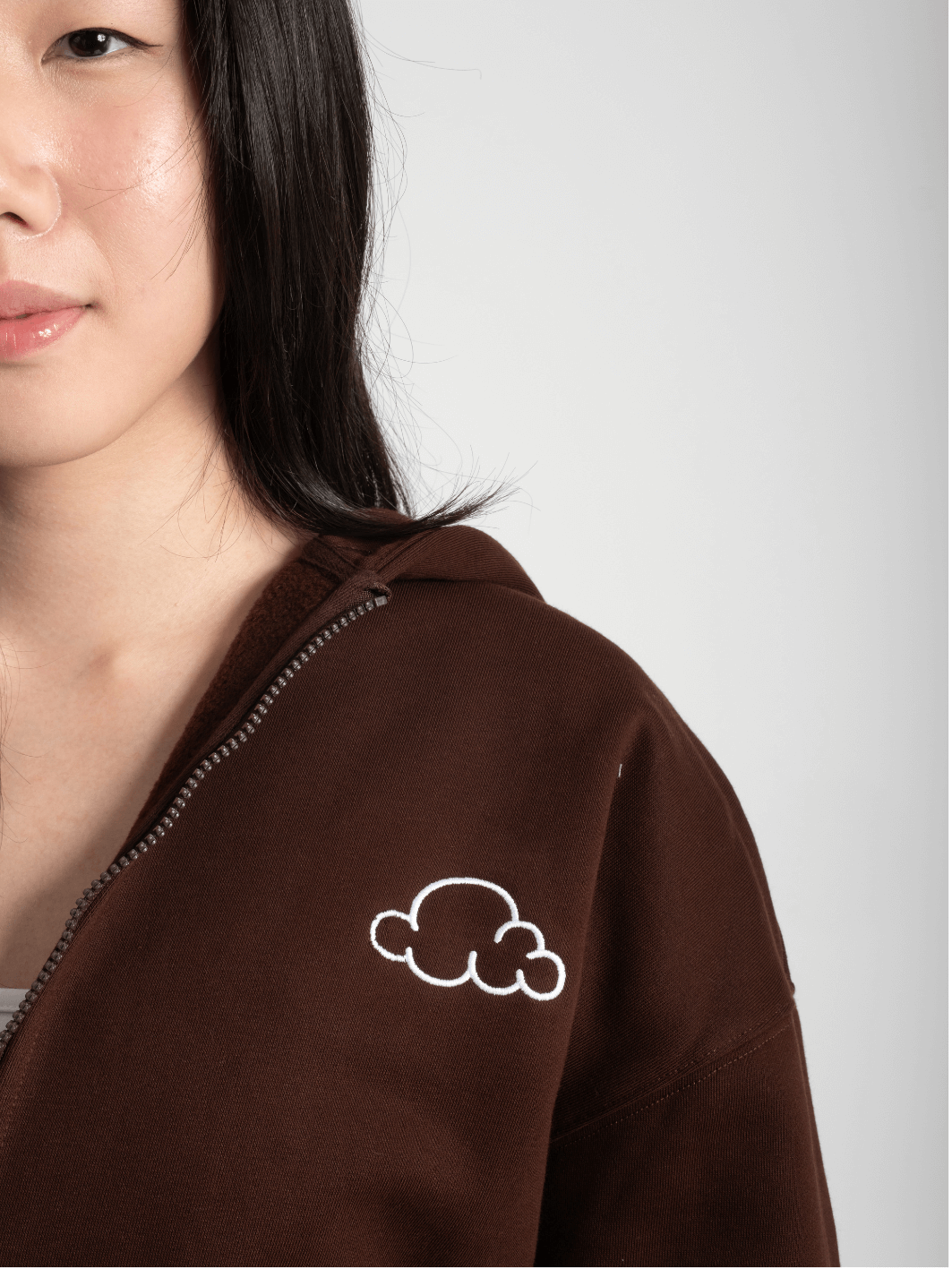Cloud Zip-Up Hoodie in Brown