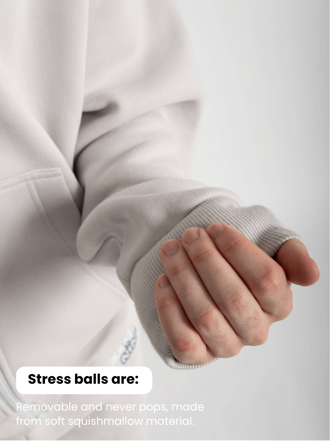 Grey Zip Up Hoodie with Stress Balls