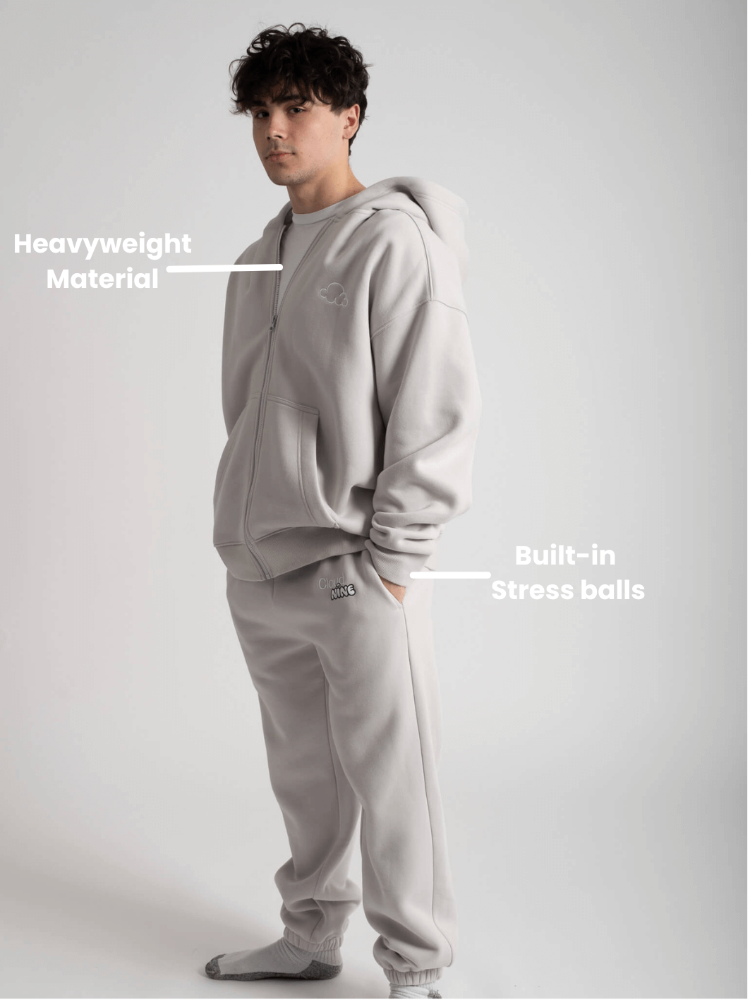 Grey Zip Up with Built-in Stress Balls