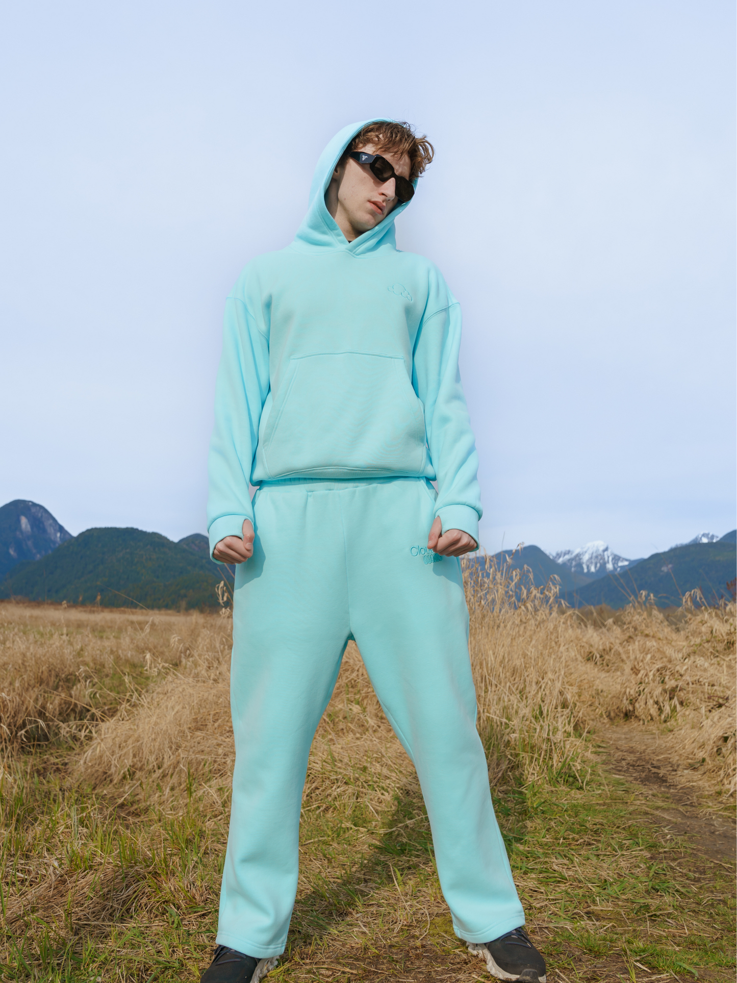 Pastel Cloud Hoodie and Sweatpants Comfy in Ice Blue