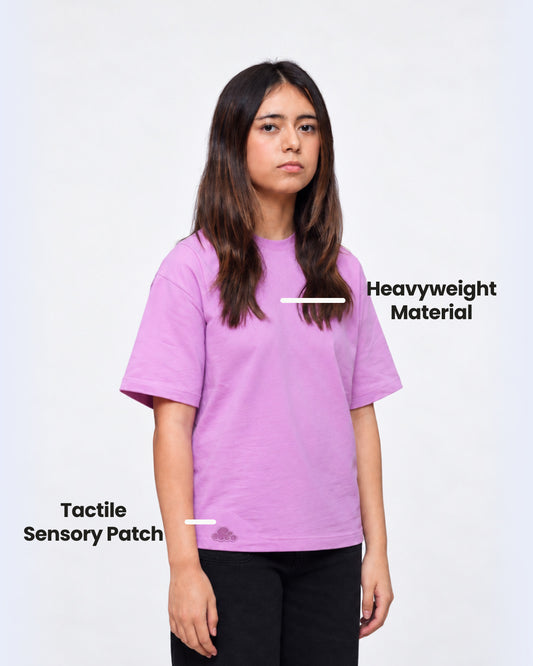 Fuchsia sensory kids t-shirt fabric detail