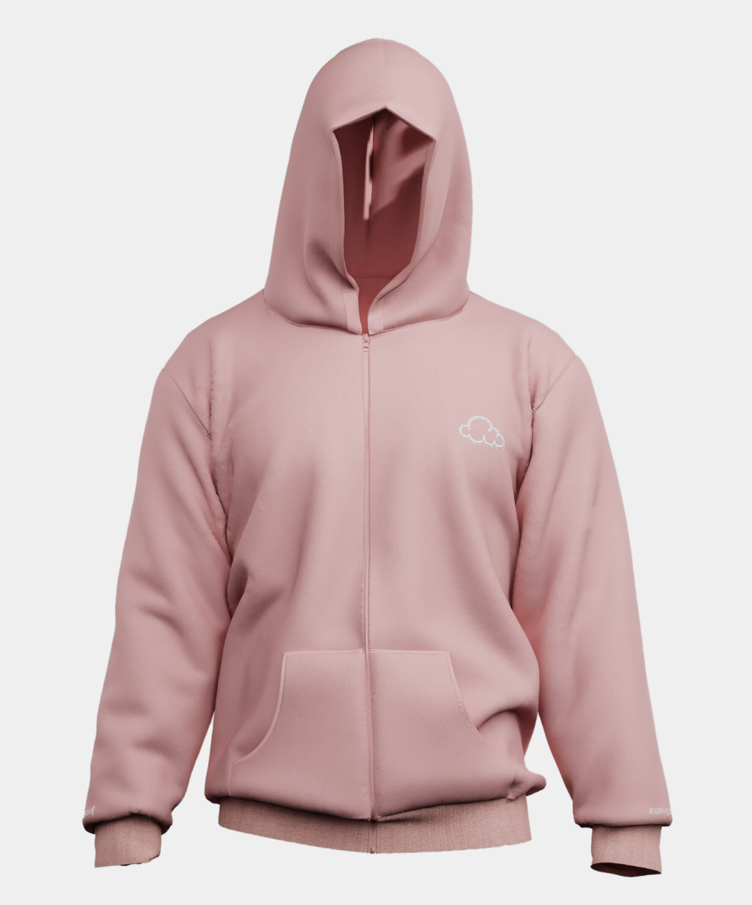 Cloud Zip Up Hoodie Pink Hoodie Mens Womens Cloud Nine Clothing