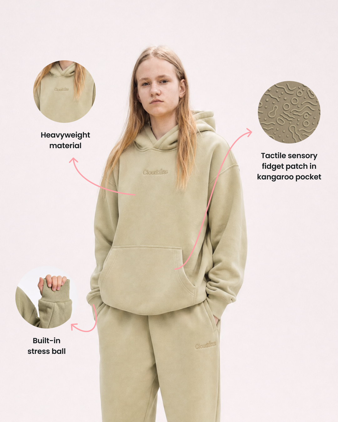 Grounding Kids Hoodie Olive image 02