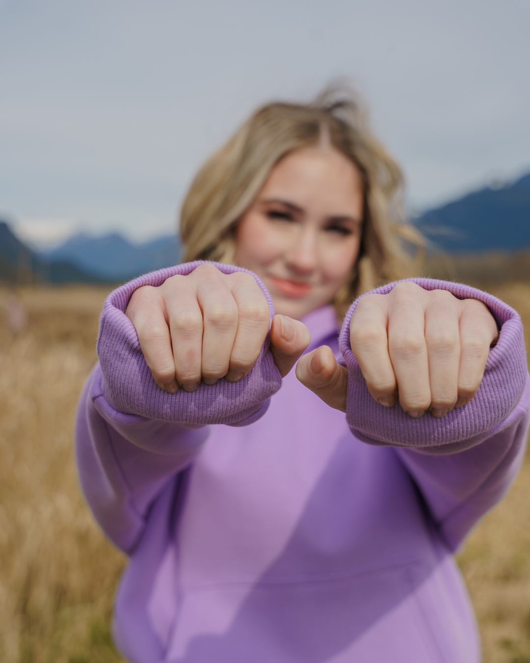 Pastel Cloud Hoodie Wrist Cushion in Lavander 