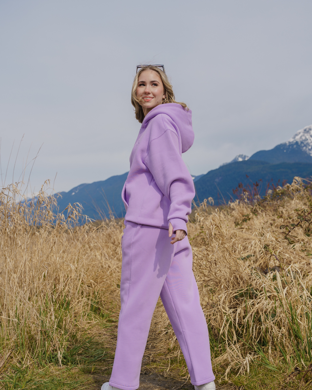 Pastel Cloud Hoodie and Sweatpants Backside in Lavander 