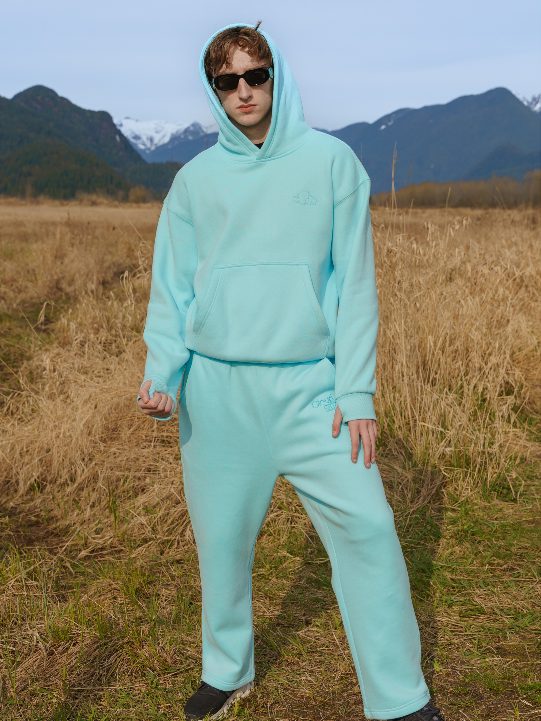 Pastel Cloud Hoodie and Sweatpants in Ice Blue 