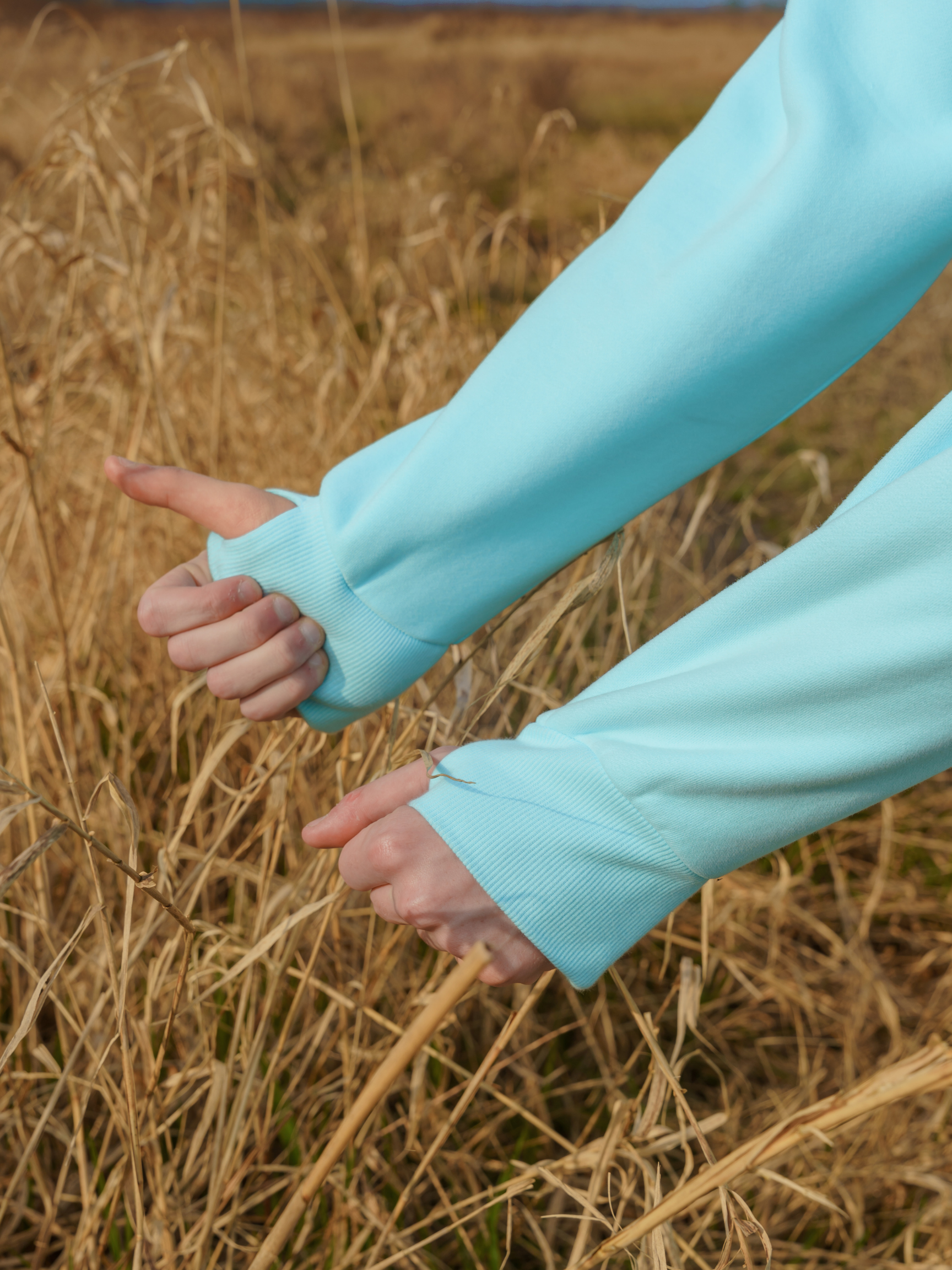 Pastel Cloud Hoodie with Wrist cushion in Ice Blue 