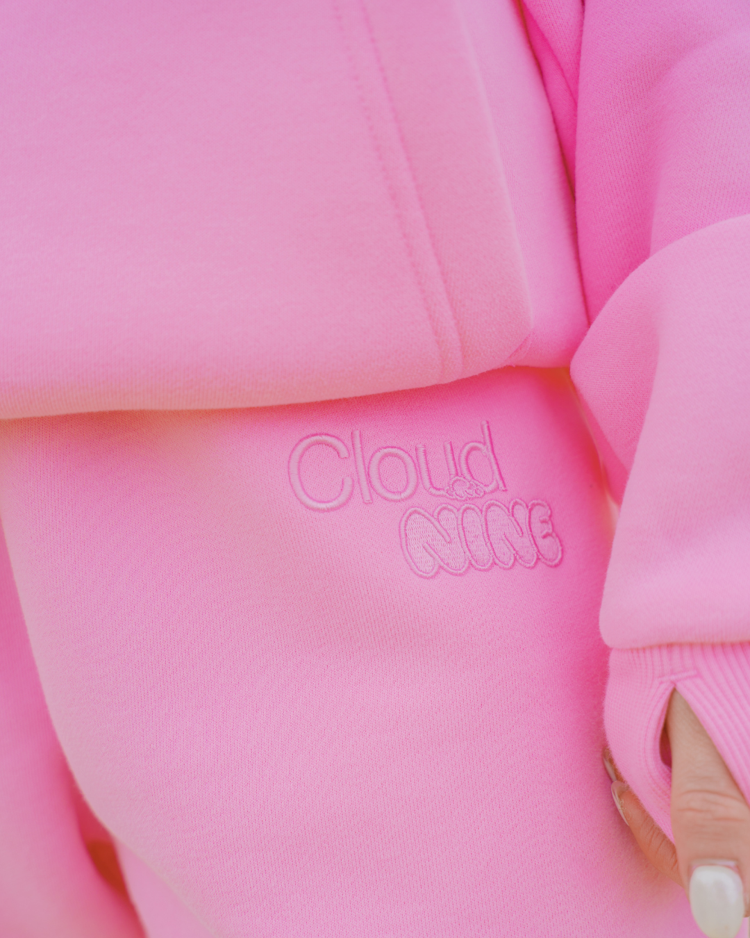 Pastel Cloud Sweatpants Cotton Candy Close up