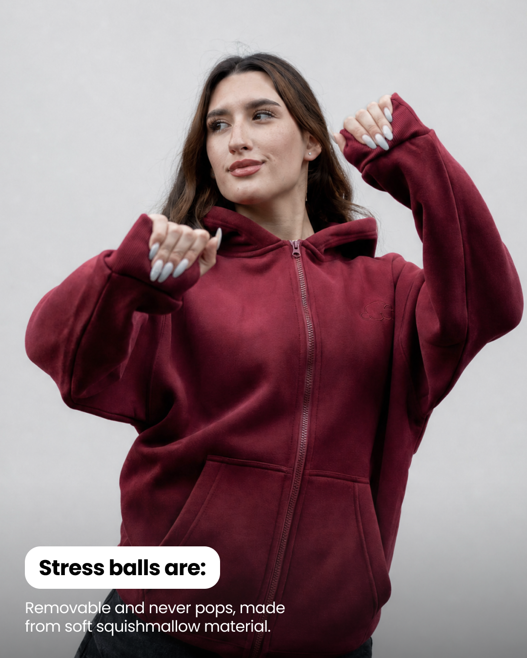 Grounding Zip-Up Hoodie in Burgundy – stress balls