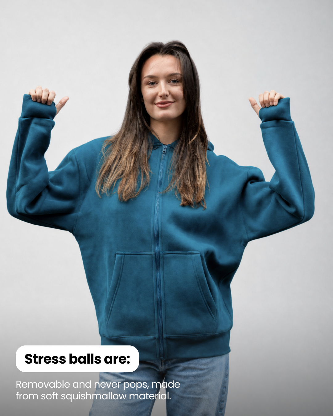 Grounding Zip-Up Hoodie in Teal – stress balls