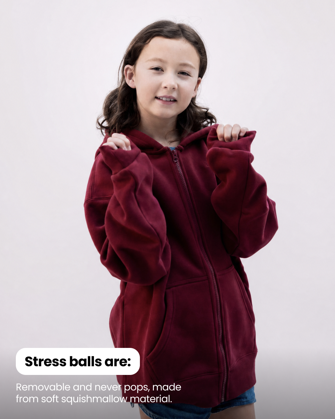 Grounding Kids Zip-Up Hoodie in Burgundy – stress balls