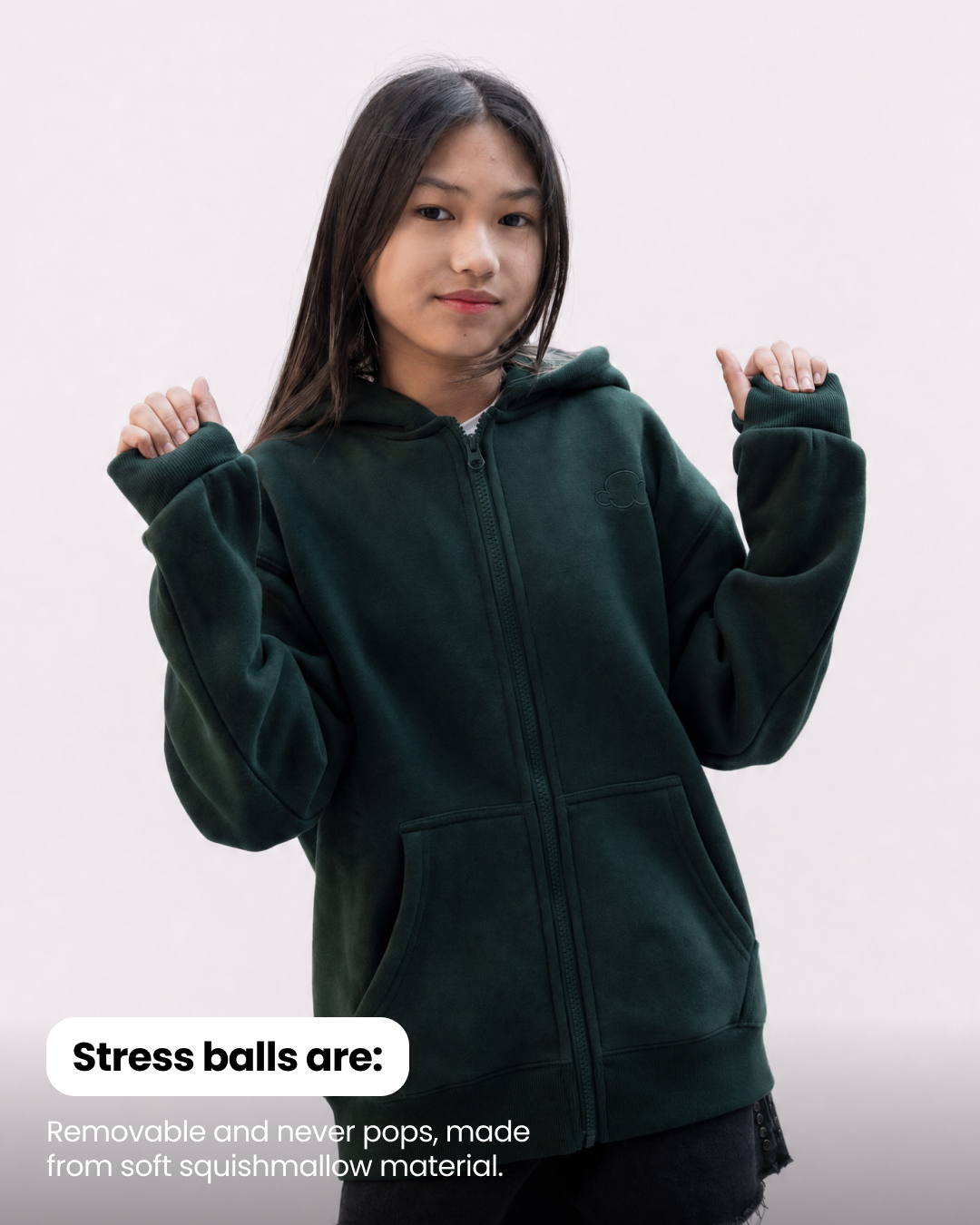 Grounding Kids Zip-Up Hoodie in Forest Green – stress balls