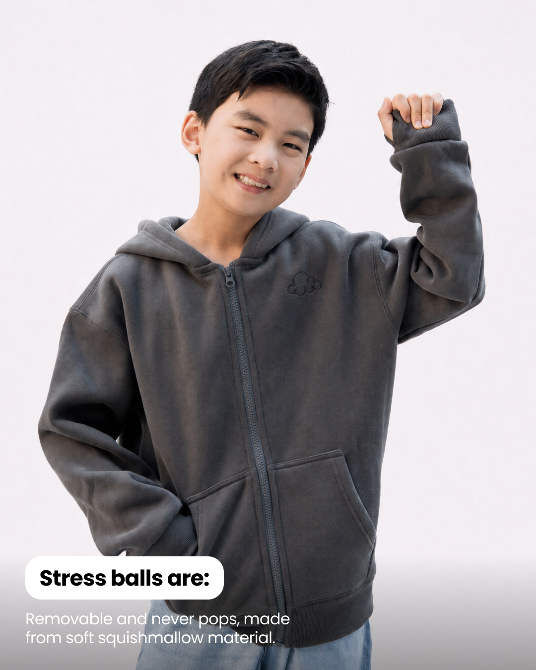 Grounding Kids Zip-Up Hoodie in Moon Grey – stress balls