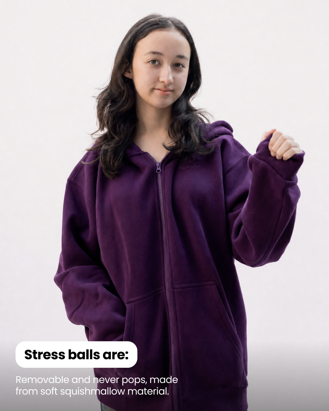 Grounding Kids Zip-Up Hoodie in Plum – stress balls