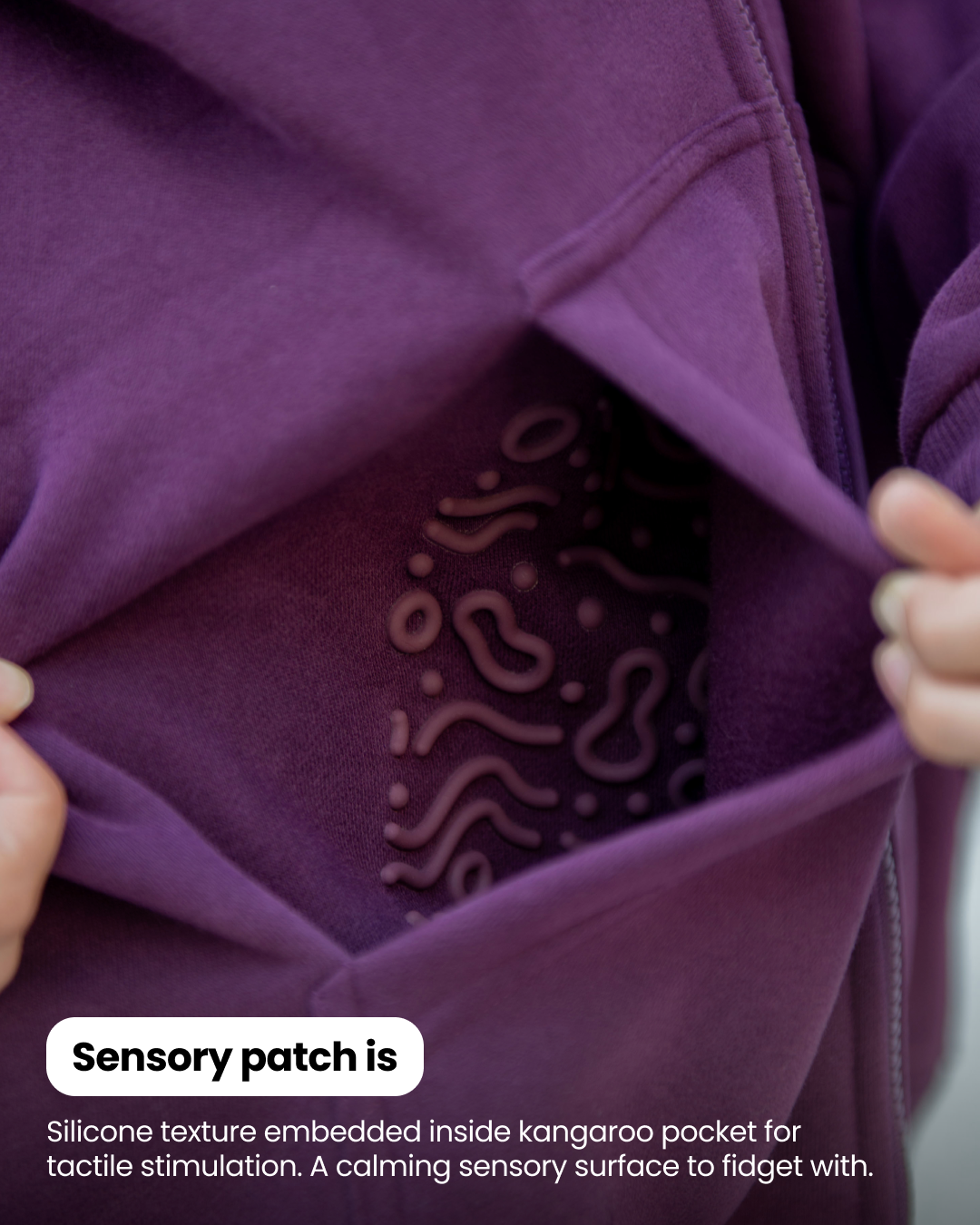 Grounding Kids Zip-Up Hoodie in Plum – sensory patch