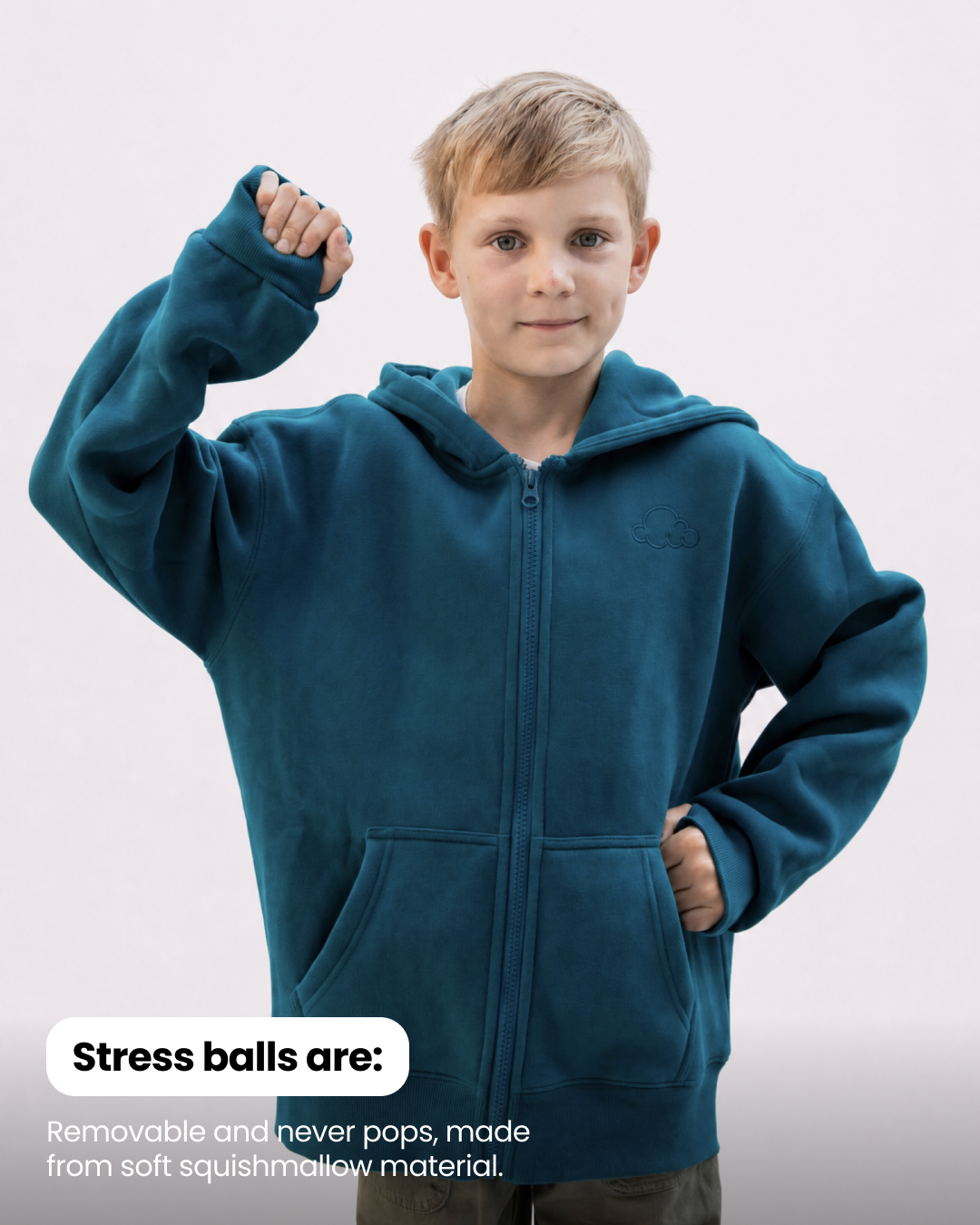 Grounding Kids Zip-Up Hoodie in Teal – stress balls