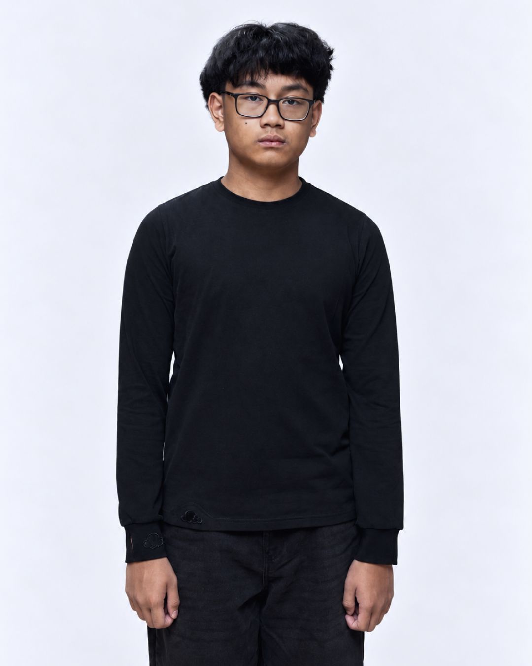 Black sensory kids long sleeve tee front