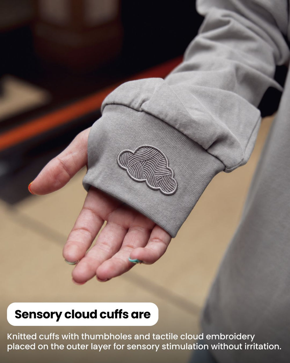 Crushed Rock sensory kids long sleeve tee sensory patch