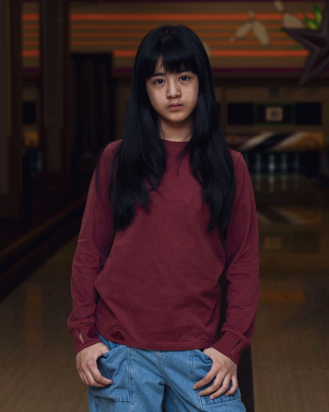 Oxblood Red sensory kids long sleeve tee detail