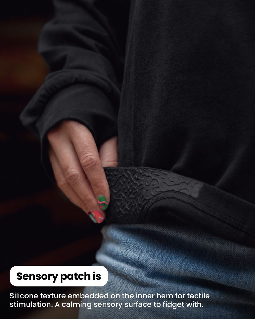 Black sensory long sleeve tee lifestyle