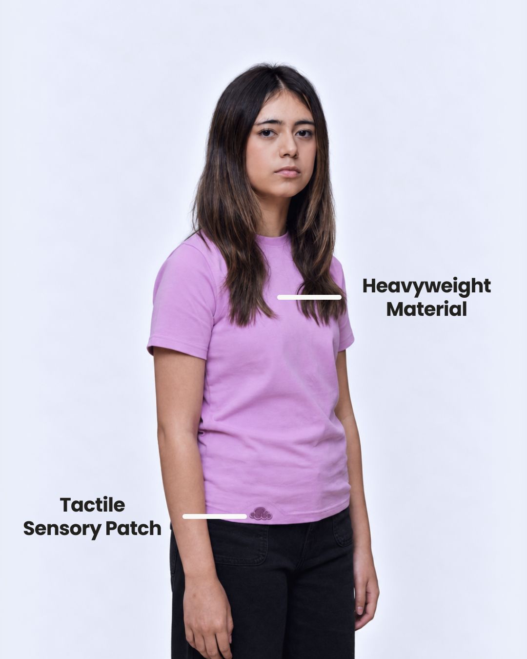 Fuchsia sensory kids t-shirt fabric detail