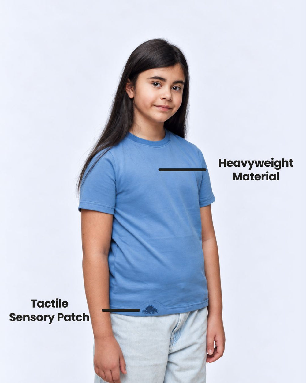 Riviera sensory kids t-shirt fabric detail