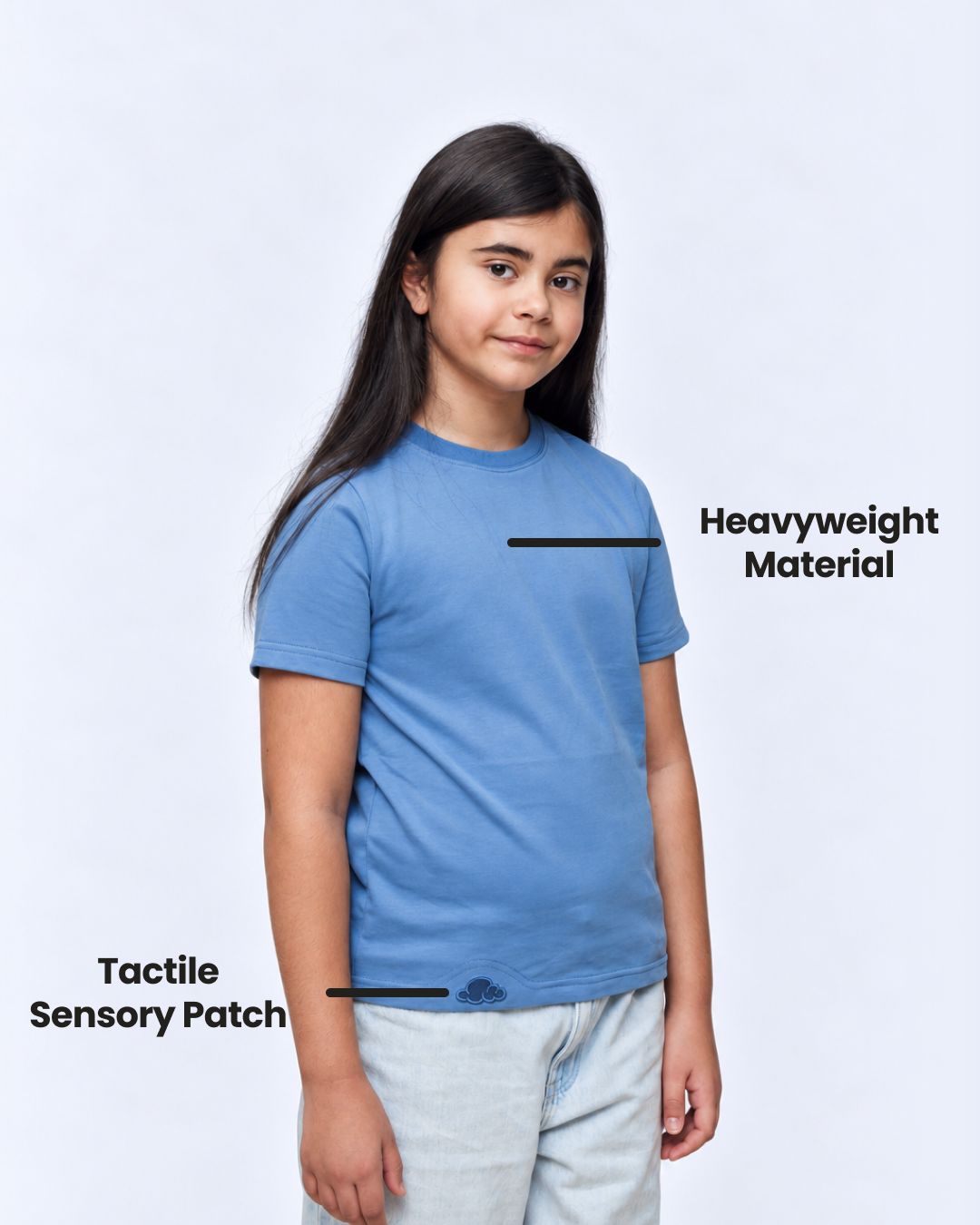 Riviera sensory kids t-shirt fabric detail