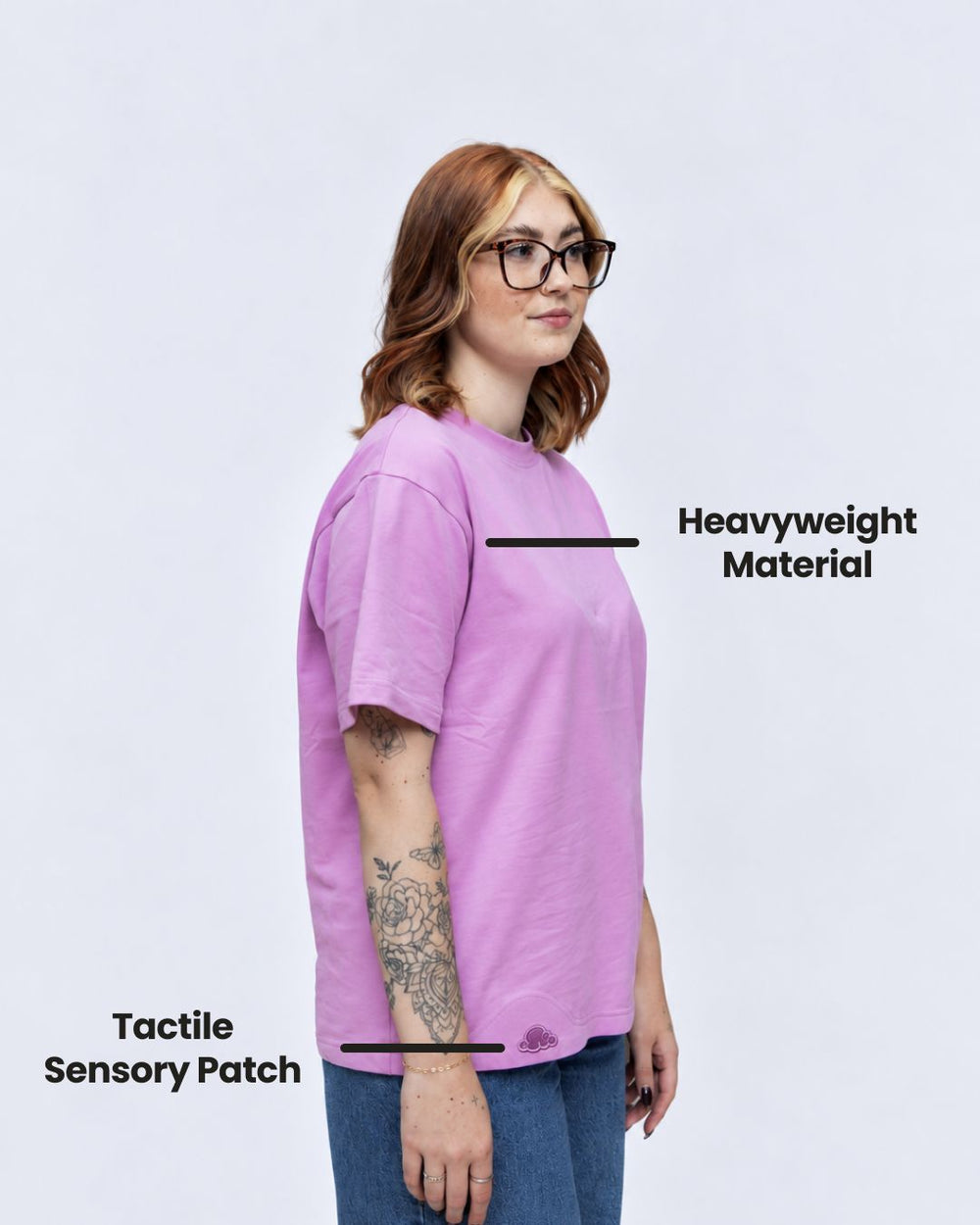Fuchsia sensory t-shirt fabric detail