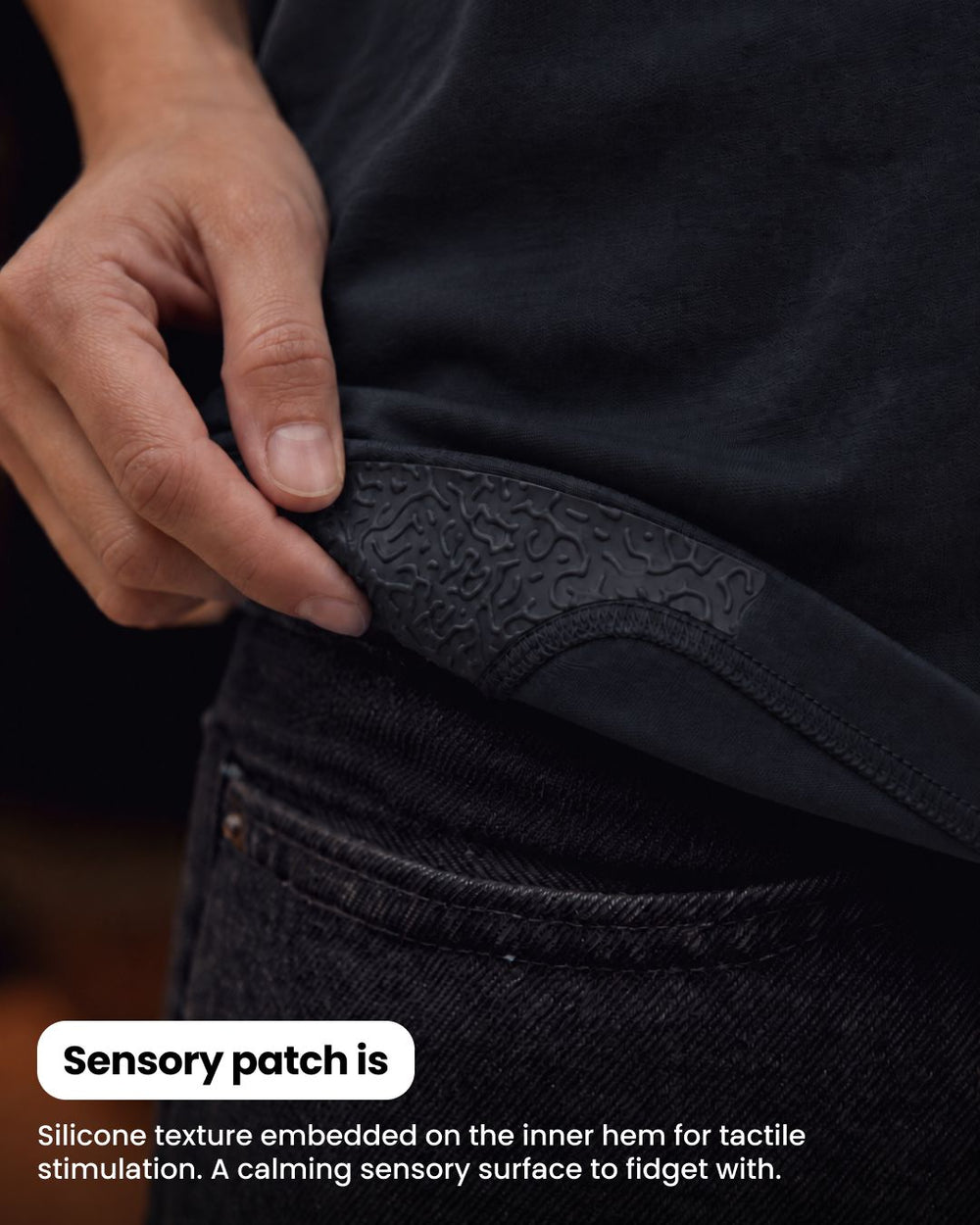 Black sensory t-shirt sensory patch