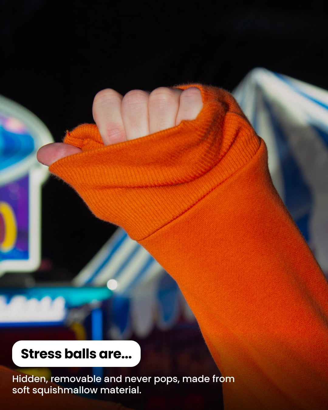 Soothe adult hoodie in Caramel - Cuff stress ball