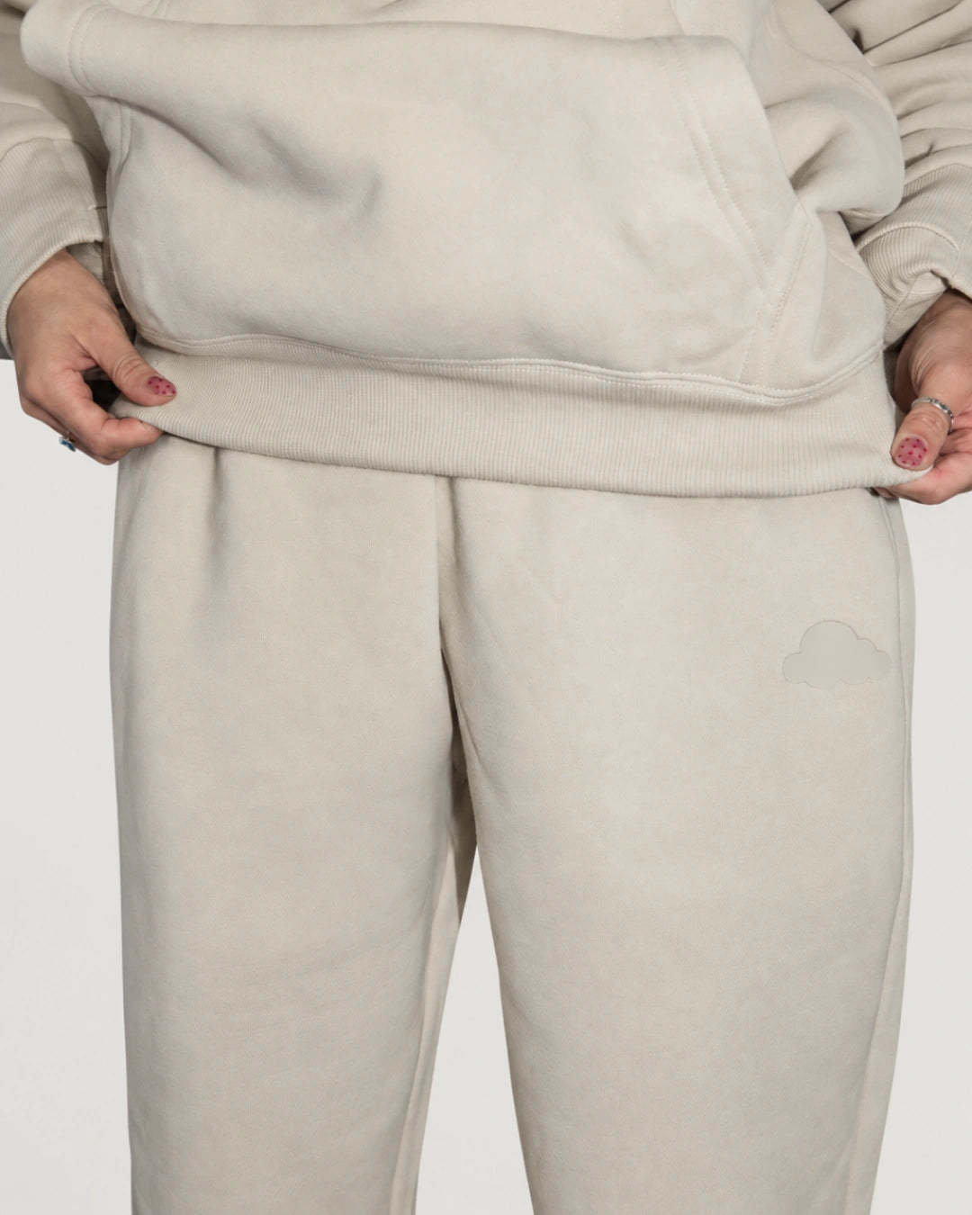 Soothe adult sweatpants in Pearl - Waist and pocket detail