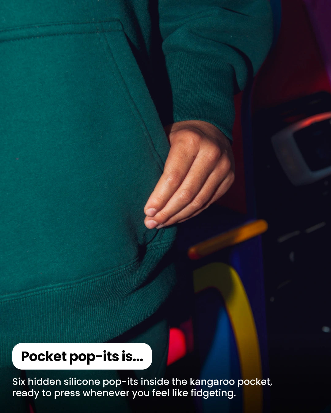 Soothe kids hoodie in Sea Green - Pocket pop-its