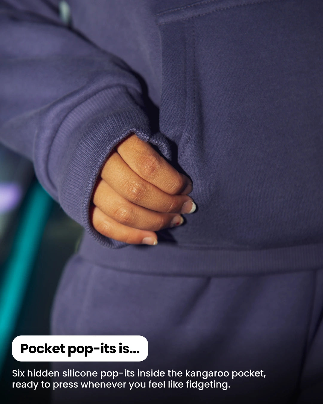 Soothe kids hoodie in Moonlit Purple - Pocket pop-its