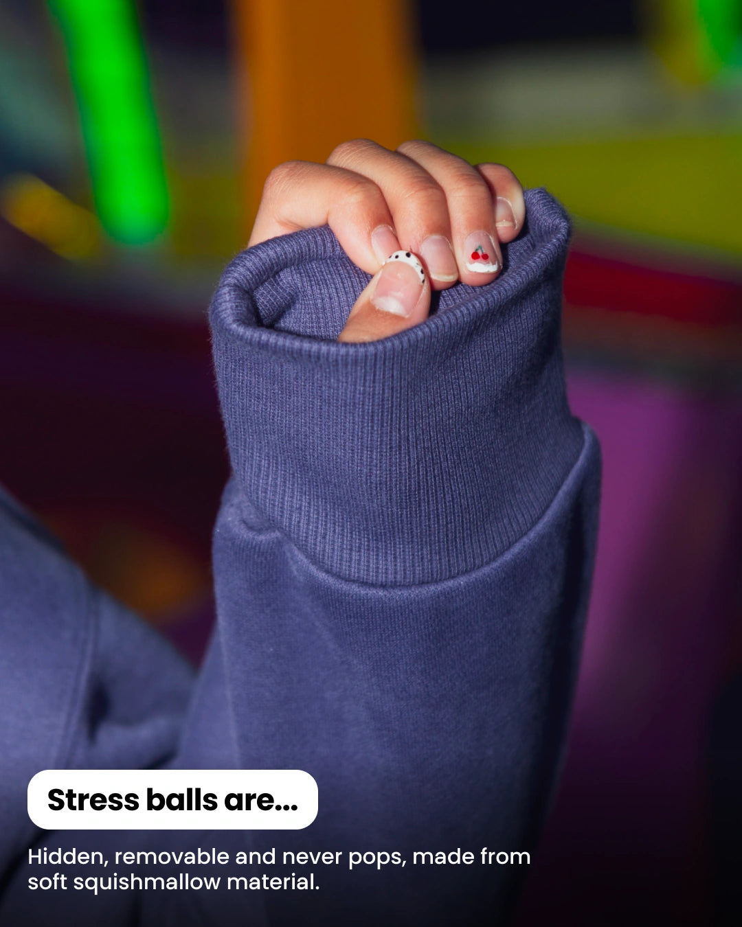 Soothe kids hoodie in Moonlit Purple - Cuff stress ball
