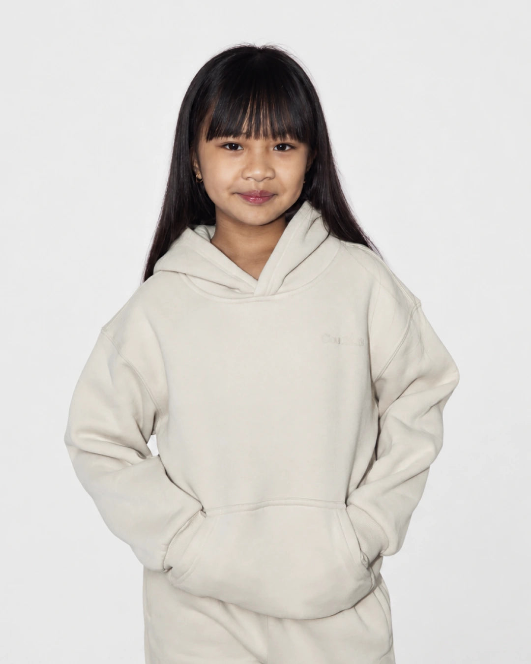 Soothe kids hoodie in Pearl - Front view