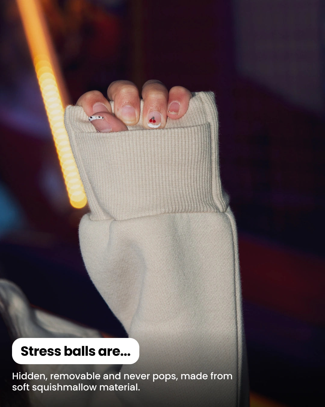 Soothe kids hoodie in Pearl - Cuff stress ball