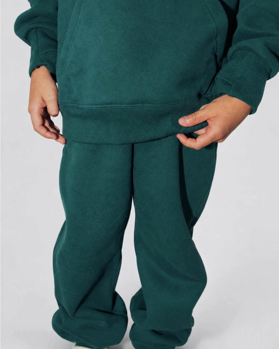 Soothe kids sweatpants in Sea Green - Waist and pocket detail