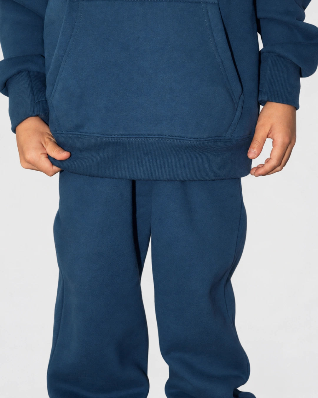 Soothe kids sweatpants in Denim Blue - Waist and pocket detail