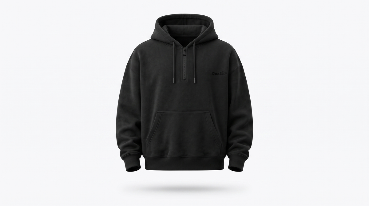 Travel Hoodie in Black — front view