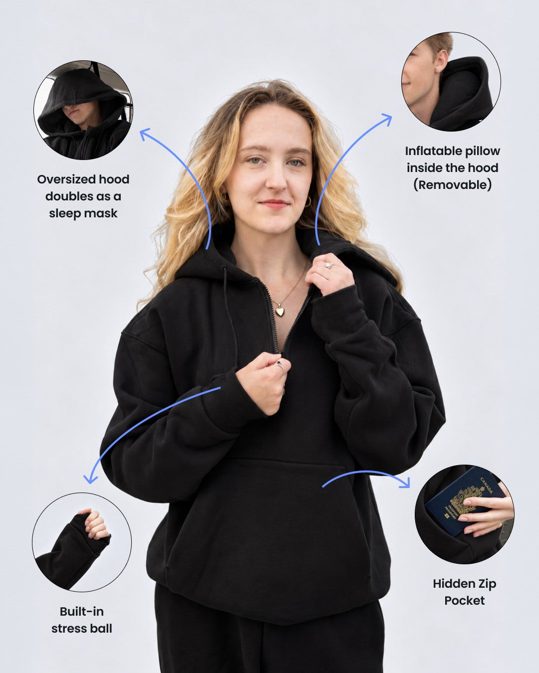Travel Hoodie in Black