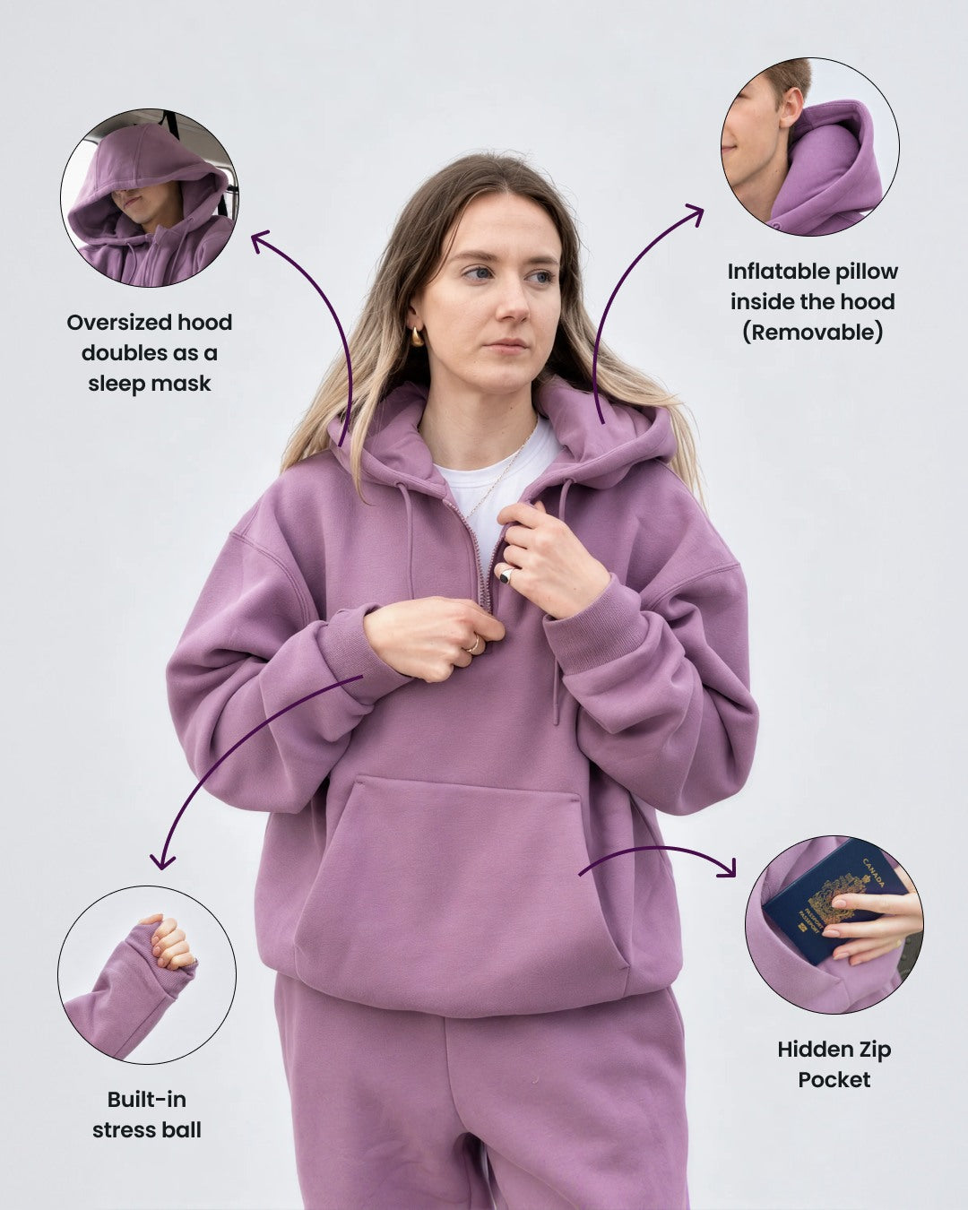 Travel Hoodie in Very Grape, gallery image 2