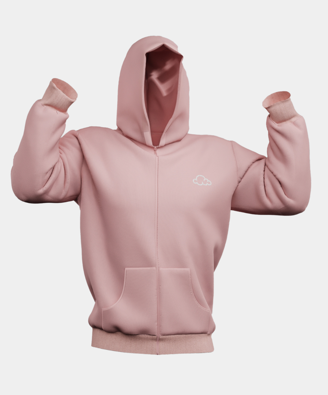 Cloud Zip Up Hoodie Pink Hoodie Mens Womens Cloud Nine Clothing